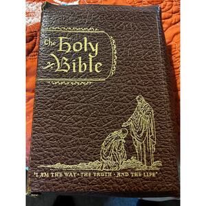 Vintage Holy Bible KJV Illustrated Old Masters Gold Gilded Pages Thumb Index
